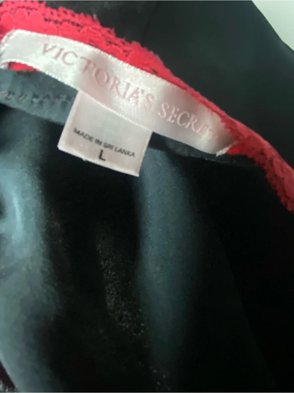 Y2K Victoria’s Secret Black Satin & Red Lace Slip Dress Size Large
